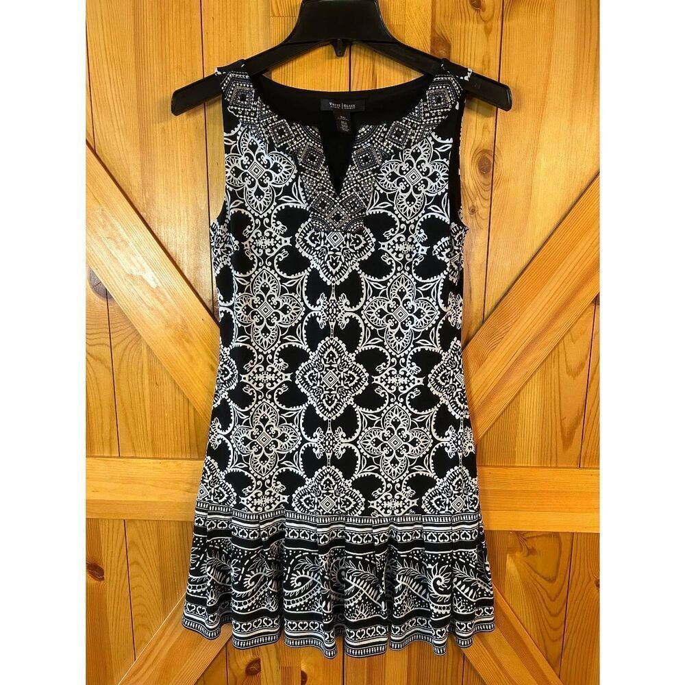 White House Black Market Sleeveless Pleated Hem Pullover Dress Size XXS (5248)